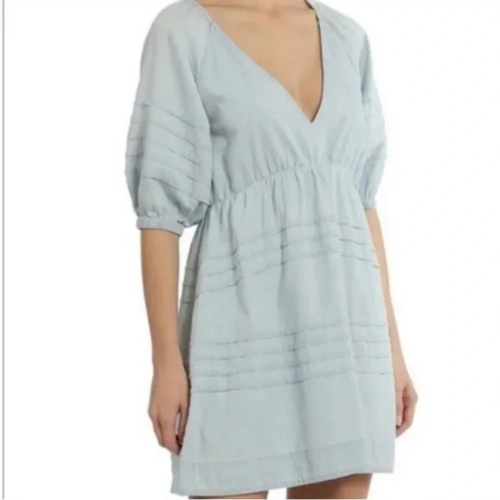 7 for all mankind blue babydoll dress - Picture 1 of 9